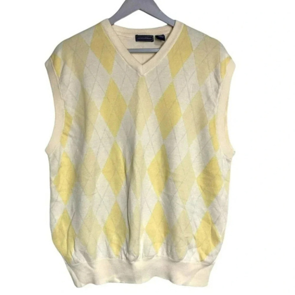 Saddlebred XL yellow + off white argyle sweater vest